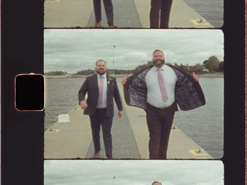 Mixed media wedding film frame in the Thousand Islands